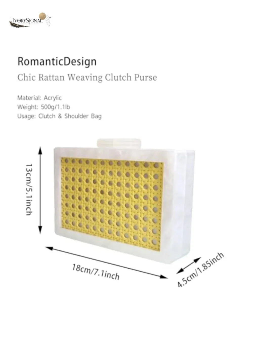 Acrylic Rattan Pattern Square Box Crossbody Handbag with Detachable Chain